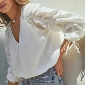 Astr White Blouse with Puff Sleeves